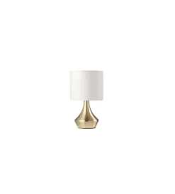 Onli Illuminazione Per Interno|Lampada da tavolo ottone con paralume bianco, e14