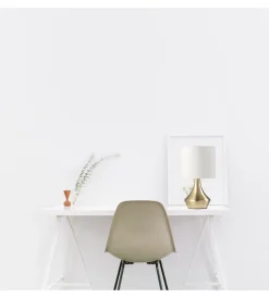 Onli Illuminazione Per Interno|Lampada da tavolo ottone con paralume bianco, e14