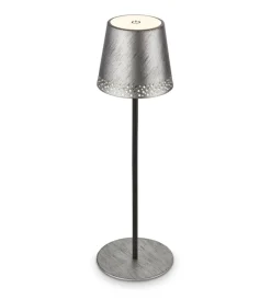 Illuminazione Per Esterno|Lampada da tavolo ricaricabile argento, 280 lumen
