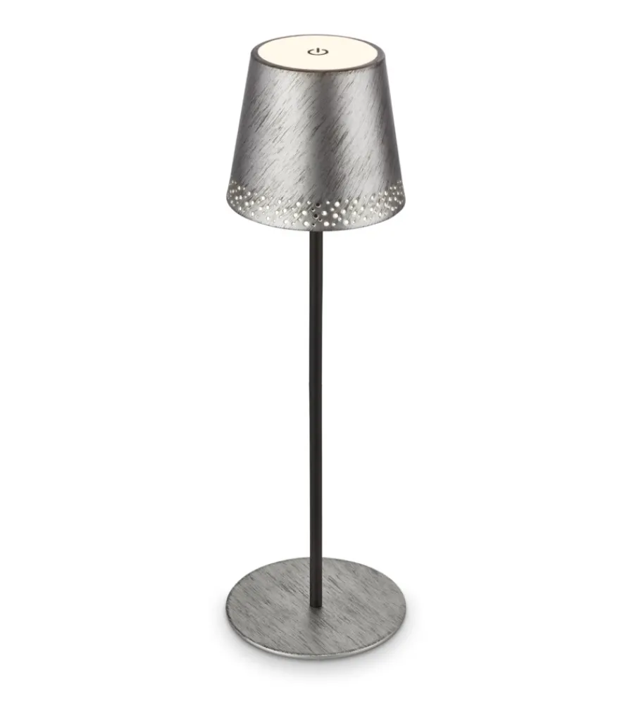 Illuminazione Per Esterno|Lampada da tavolo ricaricabile argento, 280 lumen