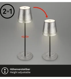 Illuminazione Per Esterno|Lampada da tavolo ricaricabile argento, 280 lumen
