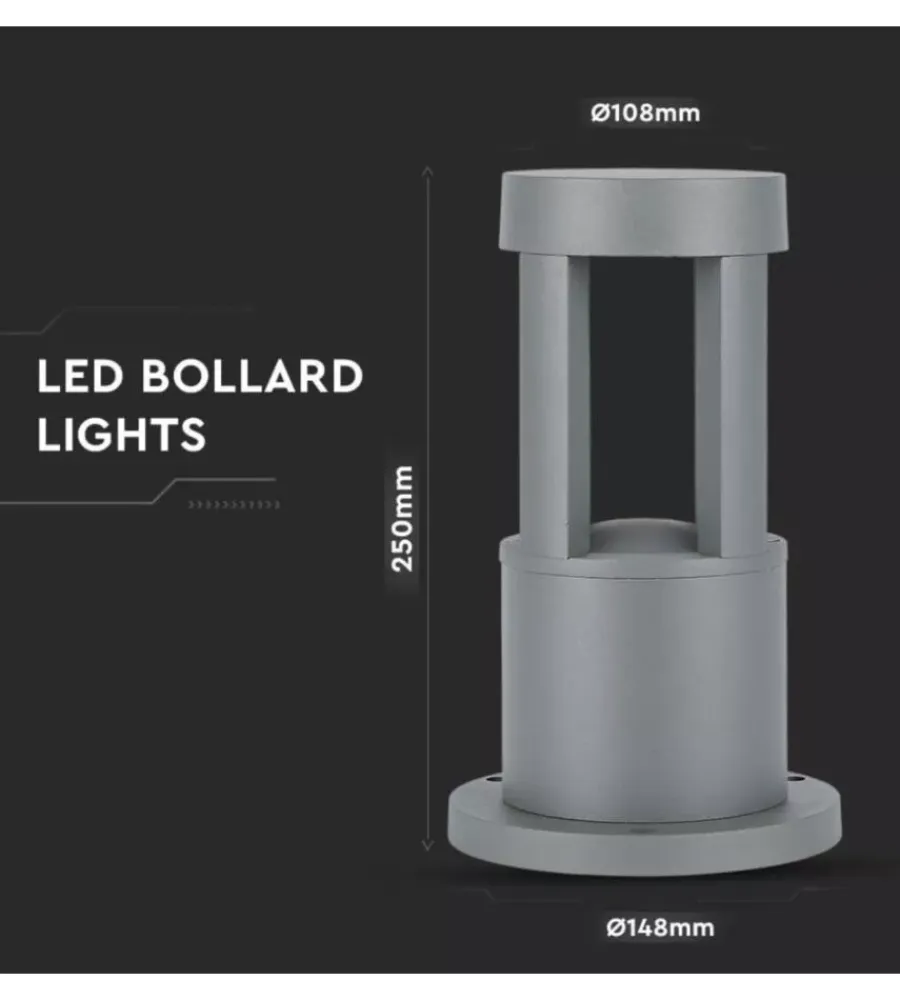 Illuminazione Per Esterno- Lampada led da giardino grigio h25 cm 4000k, 10w