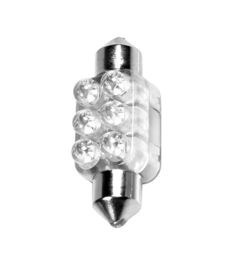 Elettrico- Lampada siluro 6 led 12v - 13x35 mm - sv8,5-8 - 1 pz - d/blister - blu 58427