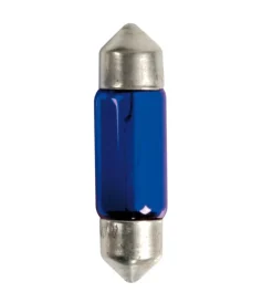 New Lampada siluro blue dyed glass 12v - (c10w) - 11x35 mm - 10w - sv8,5-8 - 2 pz  - blister  58367 Elettrico
