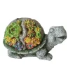EuroGarden Illuminazione Per Esterno|Lampada solare "tartaruga" con dettagli piante grasse, 30x14,5x17 cm