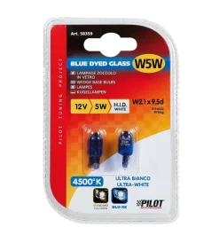 Discount Lampada zoccolo blue dyed glass 12v - (w5w) - 5w - w2,1x9,5d - 2 pz - d/blister 58359 Elettrico