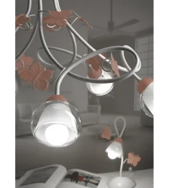 Onli Illuminazione Per Interno|Lampadario 5 luci "butterly" bianco e rosa, e14