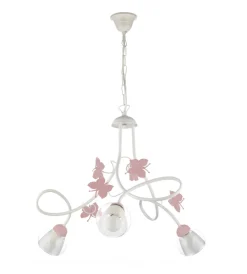 Onli Illuminazione Per Interno|Lampadario 3 luci "butterly" bianco e rosa, e14