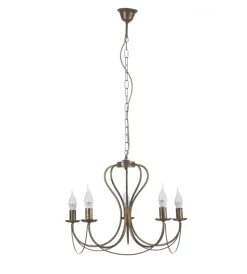 Onli Illuminazione Per Interno|Lampadario 5 luci "candela" in metallo bronzo, e14