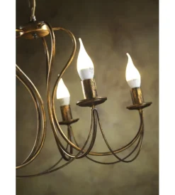 Onli Illuminazione Per Interno|Lampadario 5 luci "candela" in metallo bronzo, e14