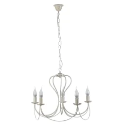 Onli Illuminazione Per Interno|Lampadario 5 luci "candela" in metallo avorio, e14