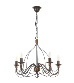 Onli Illuminazione Per Interno|Lampadario a 5 luci "fiamma" marrone, e14