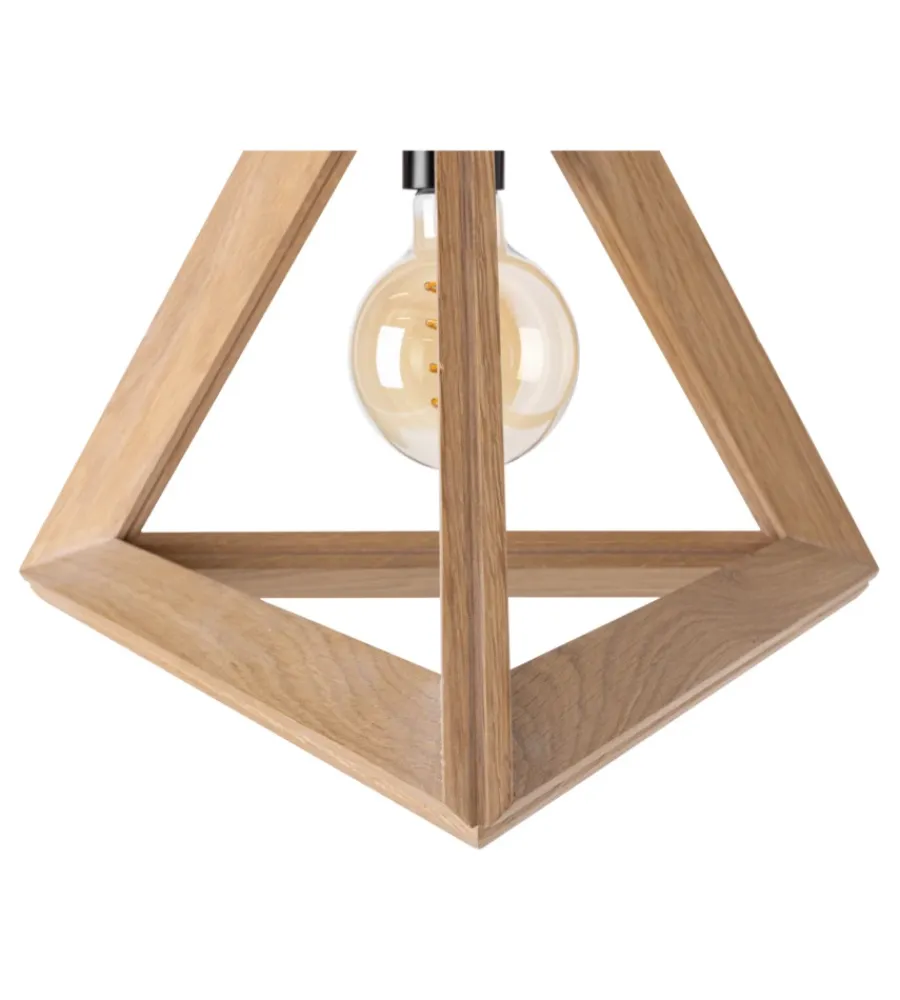 Illuminazione Per Interno-Onli Lampadario a sospensione "golino" triangolare legno e metallo 1 luce, e27