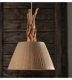 Clearance Lampadario "woody" legno e sabbia, e27 Illuminazione Per Interno