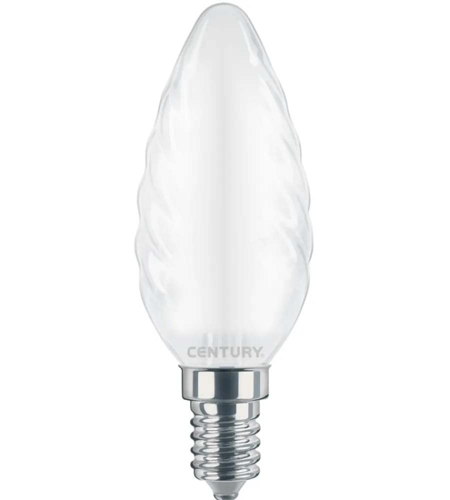 Lampadine-Century Lampadina led incanto saten candela tortiglione 4w e14 3000k 470 lm