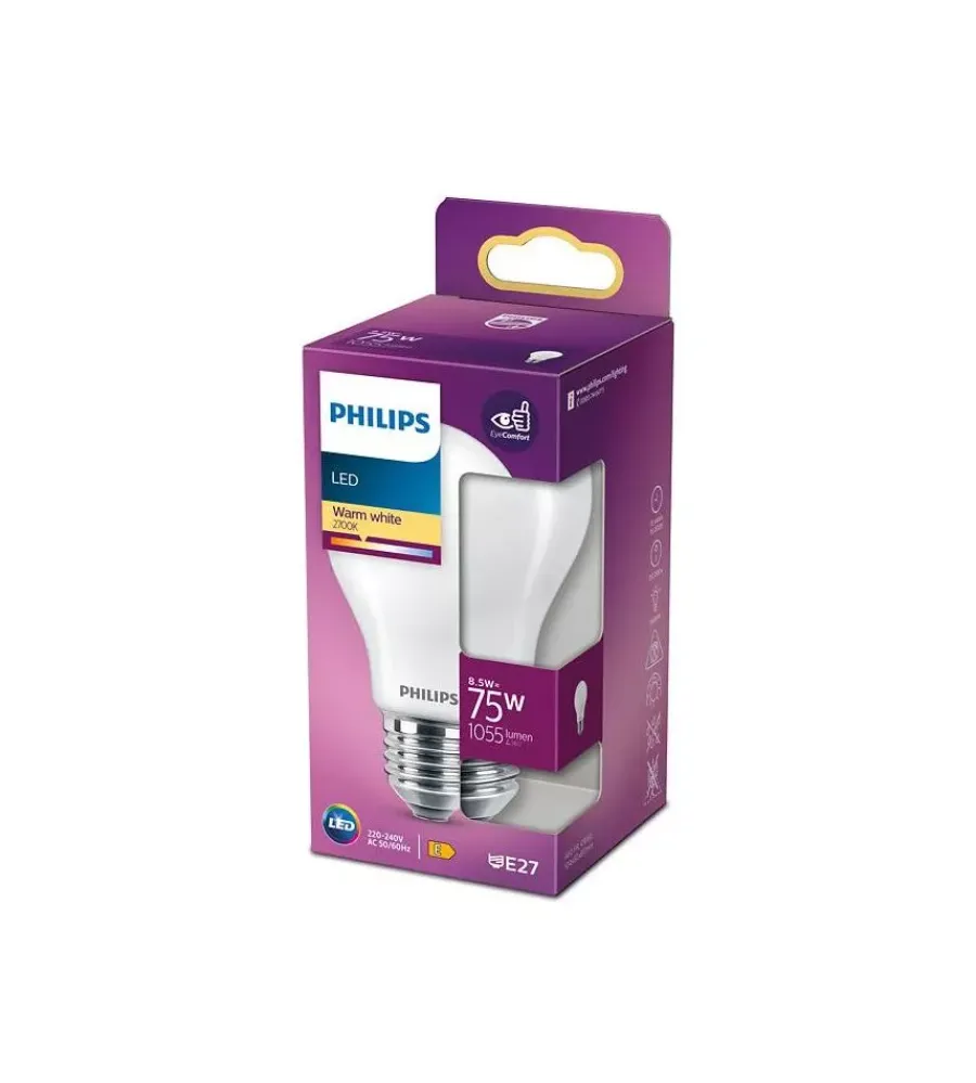 Lampadine-Philips Lampadina led goccia bianco caldo 75w, e27