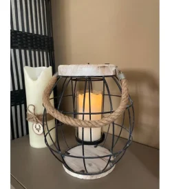 Decorazione Ambienti|Lanterna porta candela in vetro e ferro, lxh: 27x30 cm