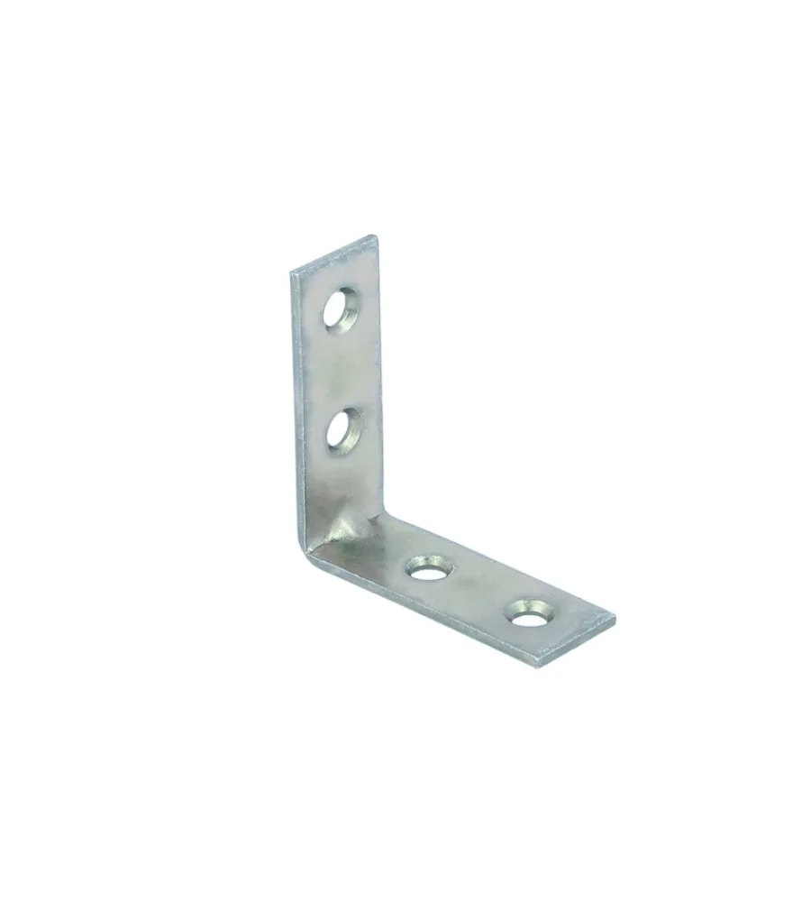 Ferramenta Per Mobili E Infissi- Lastrine di giunzione ad angolo in acciaio zincato bianco 50 x 50 mm. 4 pz.