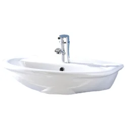 Ceramiche E Accessori- Lavabo in ceramica bianco "serie fiore".