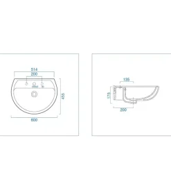 Ceramiche E Accessori- Lavabo in ceramica bianco "colibri 2", geberit