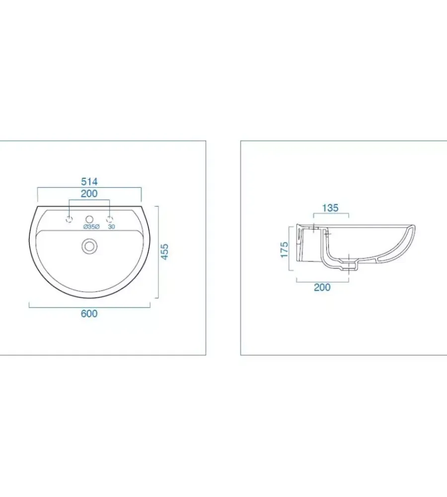 Ceramiche E Accessori- Lavabo in ceramica bianco "colibri 2", geberit