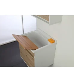 Clearance Lavatoio sospeso bianco e rovere, 60x50x61 cm Mobiletti Multiuso