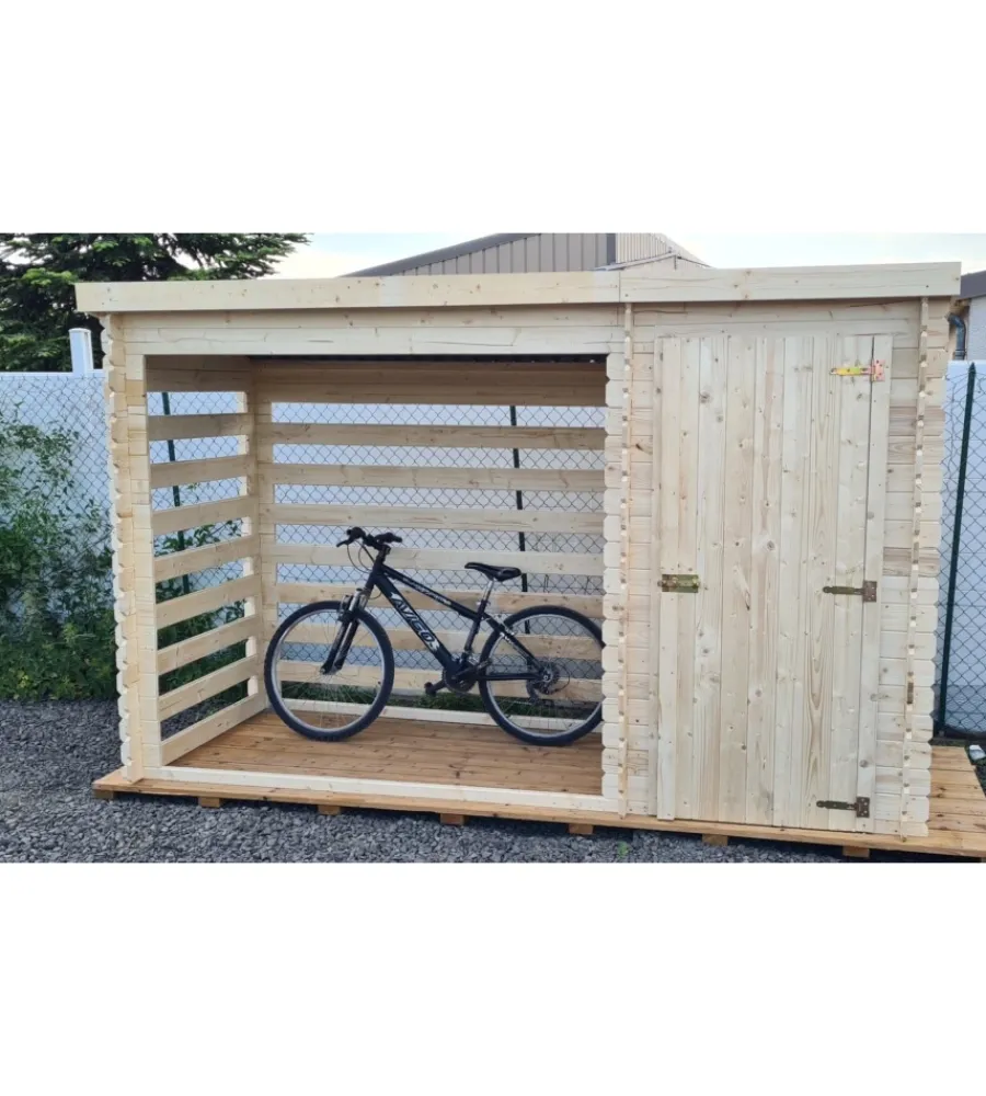Online Legnaia armadio da esterno multiuso in legno massello 329x122x195 cm Contenitori Da Esterno