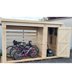 Online Legnaia armadio da esterno multiuso in legno massello 329x122x195 cm Contenitori Da Esterno