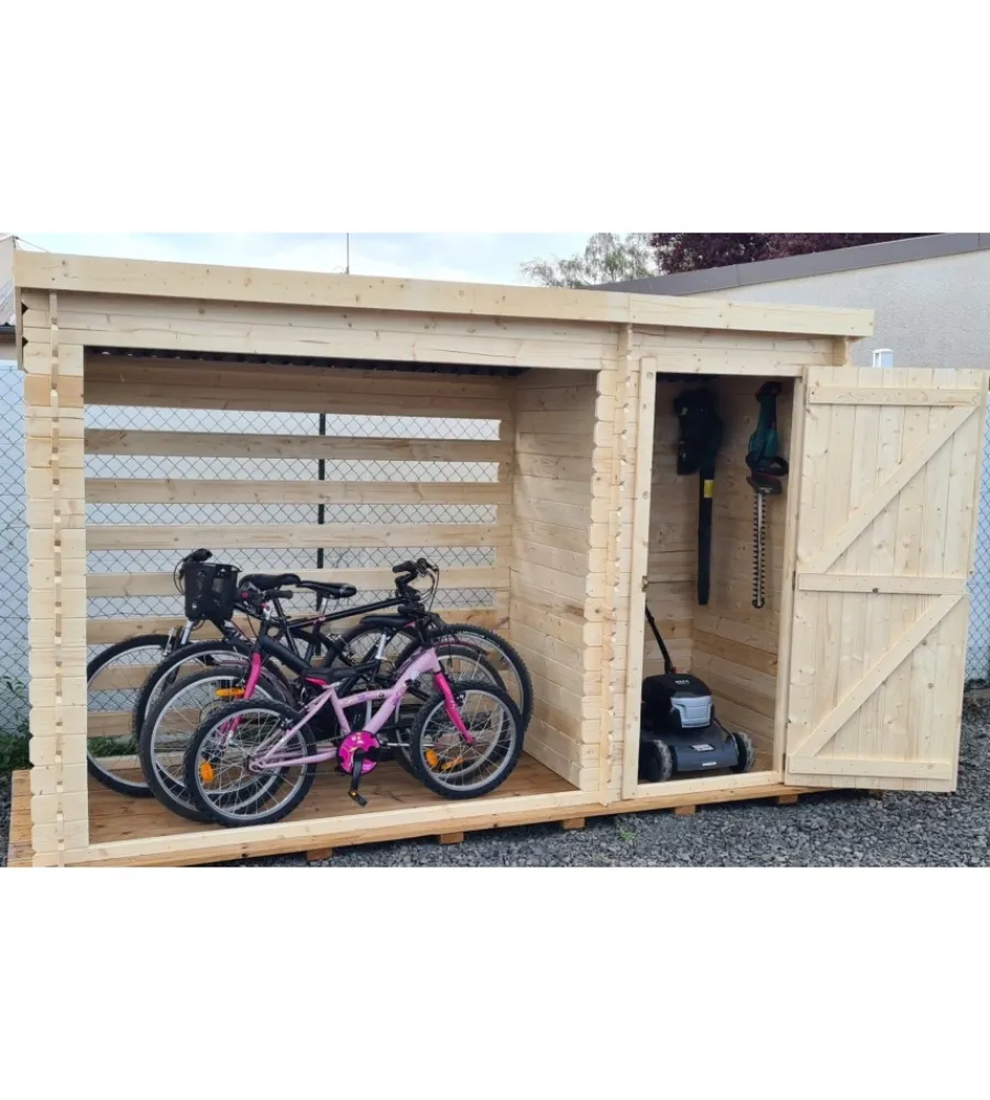 Online Legnaia armadio da esterno multiuso in legno massello 329x122x195 cm Contenitori Da Esterno
