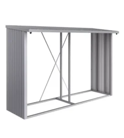 Biohort Contenitori Da Esterno|Legnaia "woodstock 300" in acciaio zincato argento metallizzato, 300,7x102x199 cm - 35040