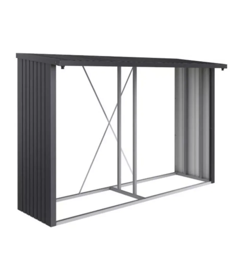 Clearance Legnaia "woodstock 300" in acciaio zincato grigio scuro metallizzato, 300,7x102x199 cm - 37040 Contenitori Da Esterno
