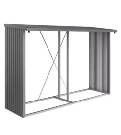 Contenitori Da Esterno-Biohort Legnaia "woodstock 300" in acciaio zincato grigio quarzo metallizzato, 300,7x102x199 cm - 38040