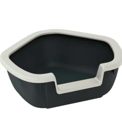 Ferplast Lettiere E Sabbia|Lettiera toilette gatto angolare aperta "dama" nero 57,5x51,5x22 cm