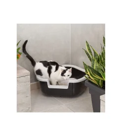 Ferplast Lettiere E Sabbia|Lettiera toilette gatto angolare aperta "dama" nero 57,5x51,5x22 cm