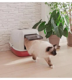 Ferplast Lettiere E Sabbia|Lettiera toilette gatto chiusa "magix" bordeaux 45,5x55,5x39 cm