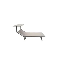 Mobili Da Giardino E Accessori|Lettino da esterno essenza "deluxe" con tettuccio in alluminio e textilene color beige 183x61x38 cm