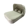 Mobili Da Giardino E Accessori|Lettino da giardino reclinabile con parasole a due posti riviera "agapanthus" tortora e verde 217x127x55/66 cm