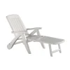 Mobili Da Giardino E Accessori- Lettino da giardino "saturno" bianco pieghevole con ruote, 190x72x60 cm