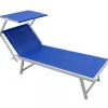 Mobili Da Giardino E Accessori- Lettino prendisole elica garden "bari" in alluminio e textilene blu melange 186x61x38 cm