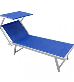 Mobili Da Giardino E Accessori- Lettino prendisole elica garden "bari" in alluminio e textilene blu melange 186x61x38 cm