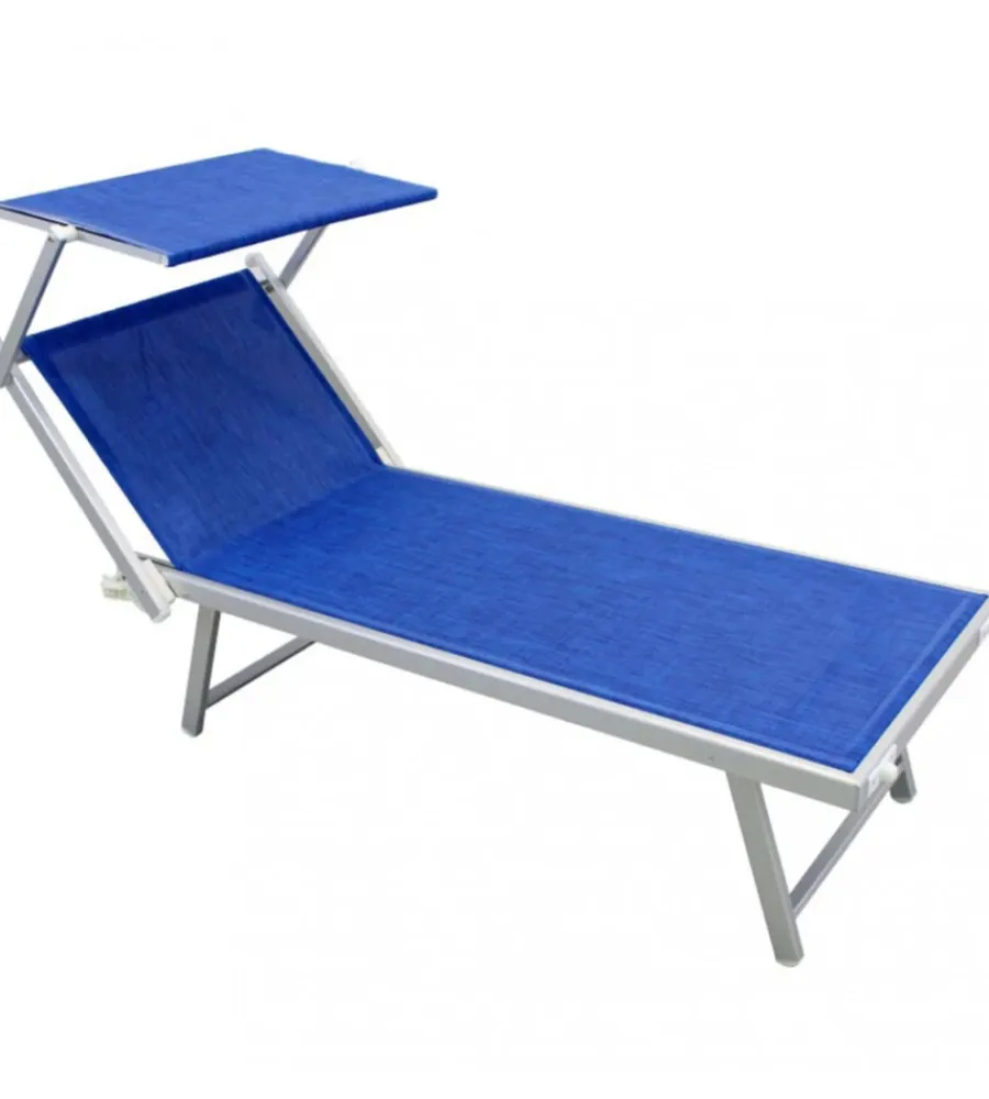 Mobili Da Giardino E Accessori- Lettino prendisole elica garden "bari" in alluminio e textilene blu melange 186x61x38 cm