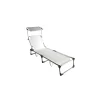 Mobili Da Giardino E Accessori|Lettino prendisole pieghevole, schienale e parasole regolabili e cuscino essenza "mykonos" in alluminio e textilene bianco 187x57x30 cm