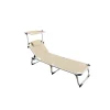 Mobili Da Giardino E Accessori|Lettino prendisole pieghevole, schienale e parasole regolabili e cuscino essenza "mykonos" in alluminio e textilene beige 187x57x30 cm