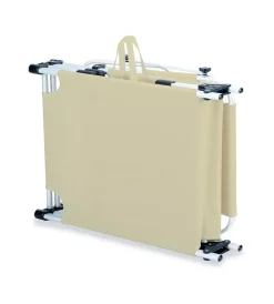 Mobili Da Giardino E Accessori|Lettino prendisole pieghevole, schienale e parasole regolabili e cuscino essenza "mykonos" in alluminio e textilene beige 187x57x30 cm