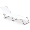 Online Lettino prendisole pieghevole e reclinabile essenza "maiorca" in acciaio e pvc bianco 188x24x55 cm Mobili Da Giardino E Accessori