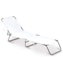 Online Lettino prendisole pieghevole e reclinabile essenza "maiorca" in acciaio e pvc bianco 188x24x55 cm Mobili Da Giardino E Accessori