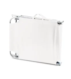 Online Lettino prendisole pieghevole e reclinabile essenza "maiorca" in acciaio e pvc bianco 188x24x55 cm Mobili Da Giardino E Accessori