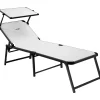 Brunner Mobili Da Giardino E Accessori|Lettino prendisole reclinabile con tettuccio "marbella high" in alluminio e syntex plus bianco 198x64x48 cm