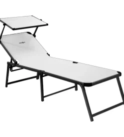 Brunner Mobili Da Giardino E Accessori|Lettino prendisole reclinabile con tettuccio "marbella high" in alluminio e syntex plus bianco 198x64x48 cm