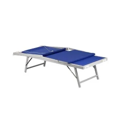 Lettino prendisole reclinabile essenza "ibiza" in alluminio e textilene blu 183x59x36 cm Mobili Da Giardino E Accessori